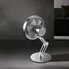 Small Stainless Steel Desk Fan For Office, Portable And Rechargeable (Titanium silver), 144&times;144&times;(175-295) mm