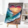 Framed Love Beach-Paint By Numbers Acrylic Painting 30*40Cm With Color Box 5Ml（18Colors）