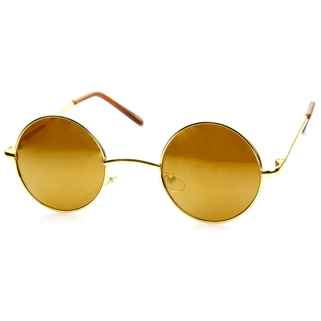 Lennon Style Round Circle Metal glasses with Color Mirror Lens