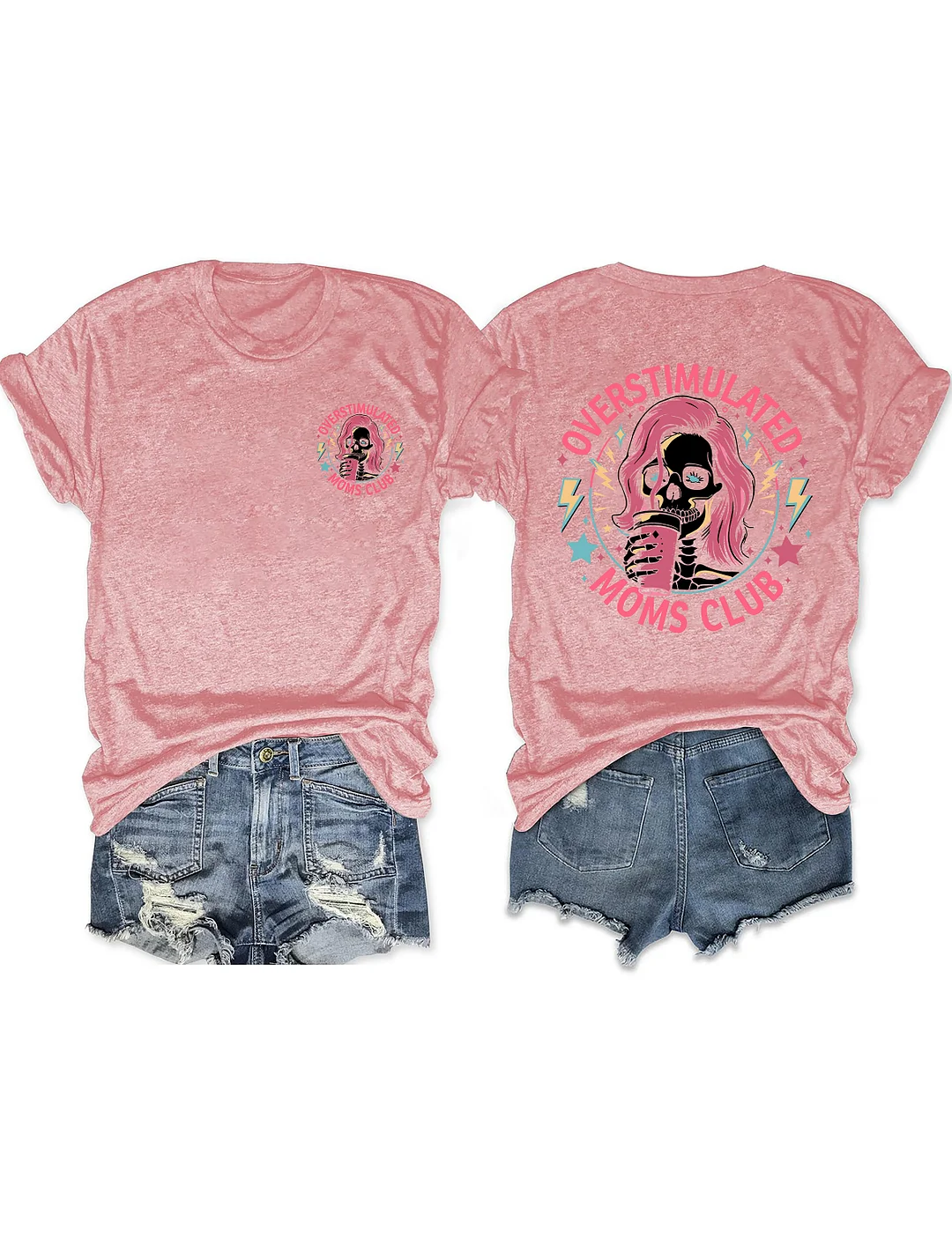 Skeleton Overstimulated Mom Club T-shirt