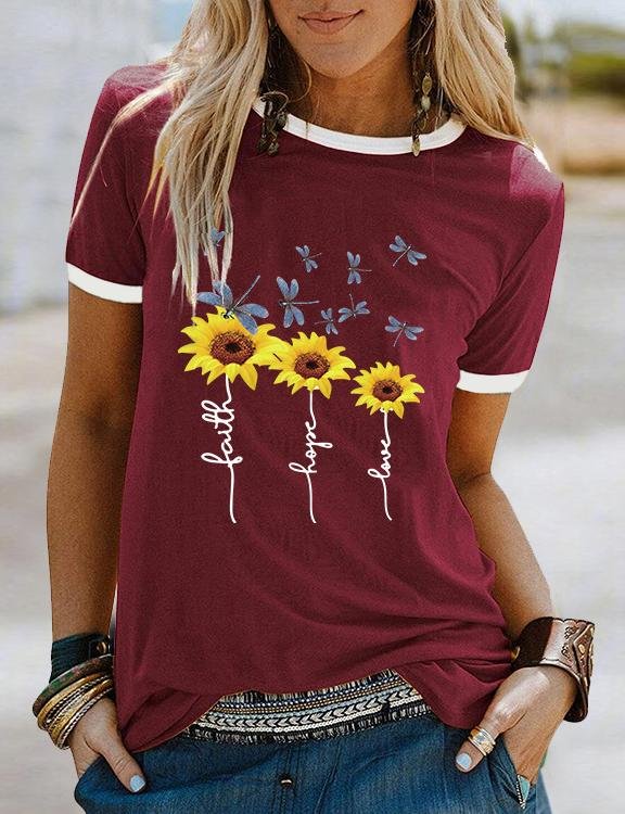 Faith Hope Love Sunflower T-Shirt
