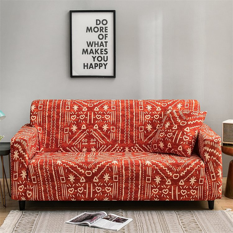 SOFA COVER-RED GEOMETRIC