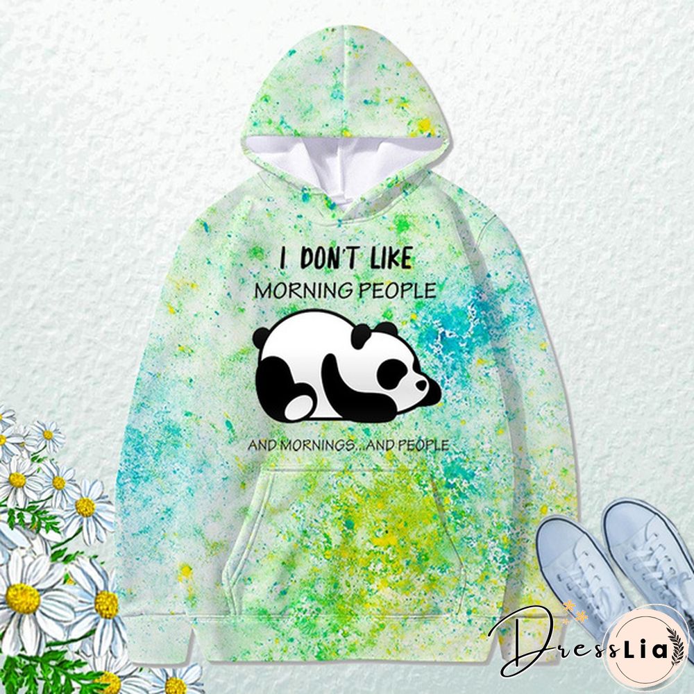 Funny Panda I Don'T Like Morning People Printed Hoodie For Women New Fashion Autumn And Winter Pullovers Ladies Creative Personalized Sweatshirts