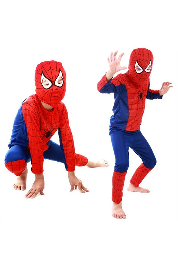 Cool Halloween Cosplay Superhero Spider-Man Kids Costumes Red-elleschic