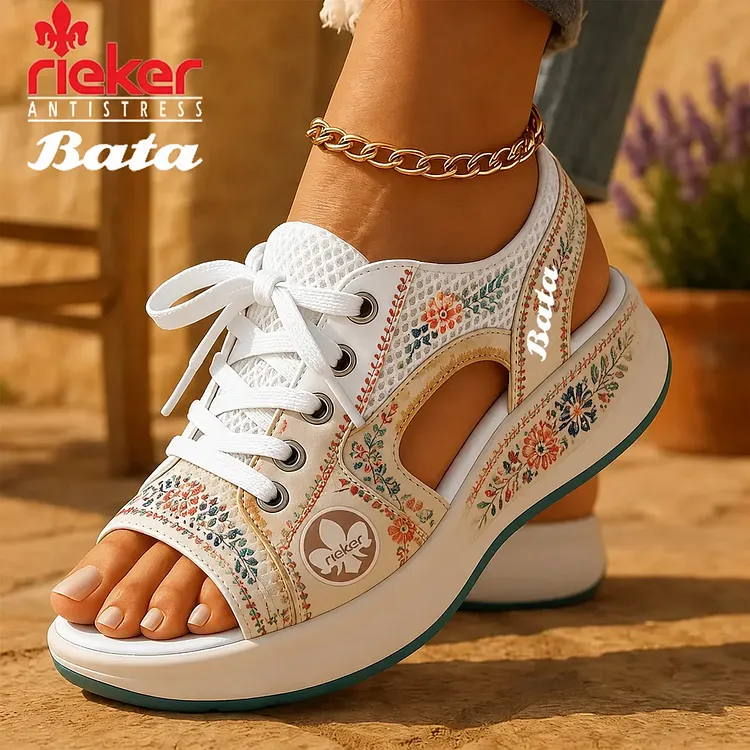 Zbrusu nov&eacute; sportovn&iacute; a volnočasov&eacute; sand&aacute;ly Rieker&reg; &times; Bata&reg; z roku 2026 s tkaničkami a mas&aacute;žn&iacute; podr&aacute;žkou