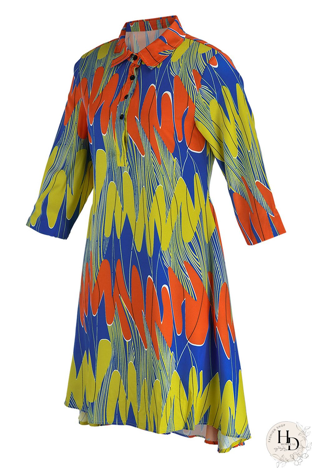 Camouflage Fashion Casual Print Patchwork Turndown Collar Shirt Dress