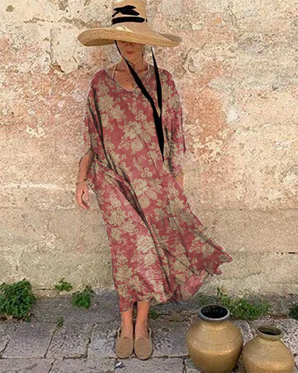 Resort Floral Print Loose Dress