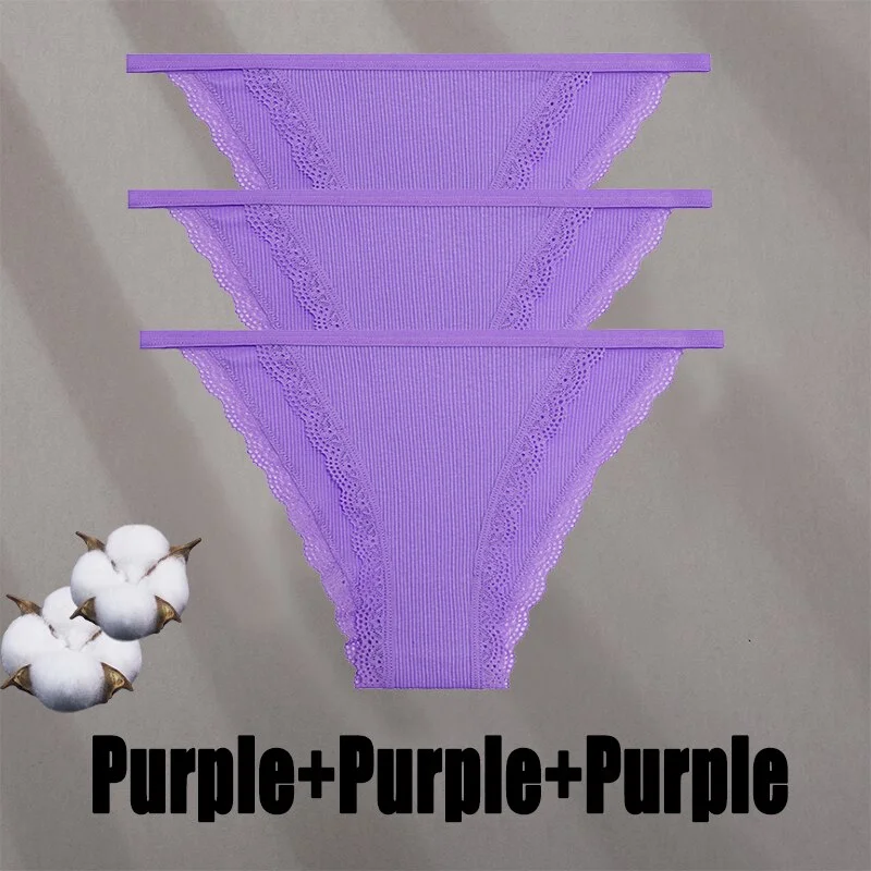 Billionm Women Sexy Lace Panties Cotton Breathable Underwear G-String Intimates Lingerie Female Solid Color Soft Underpants