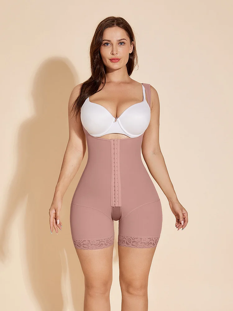 Open Crotch Women Shapewear Butt Lifting Body Shaper - RosyBrown