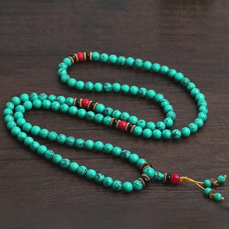 Tibetan Turquoise Healing Necklace Mala