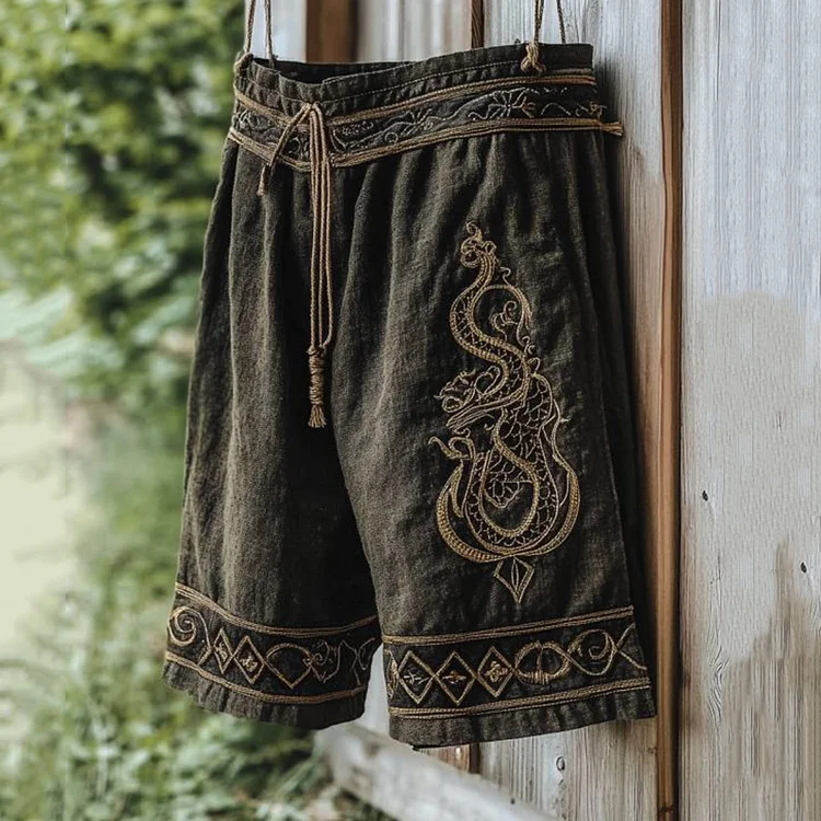 Vintage Celtic Knot Dragon Totem Line Shorts