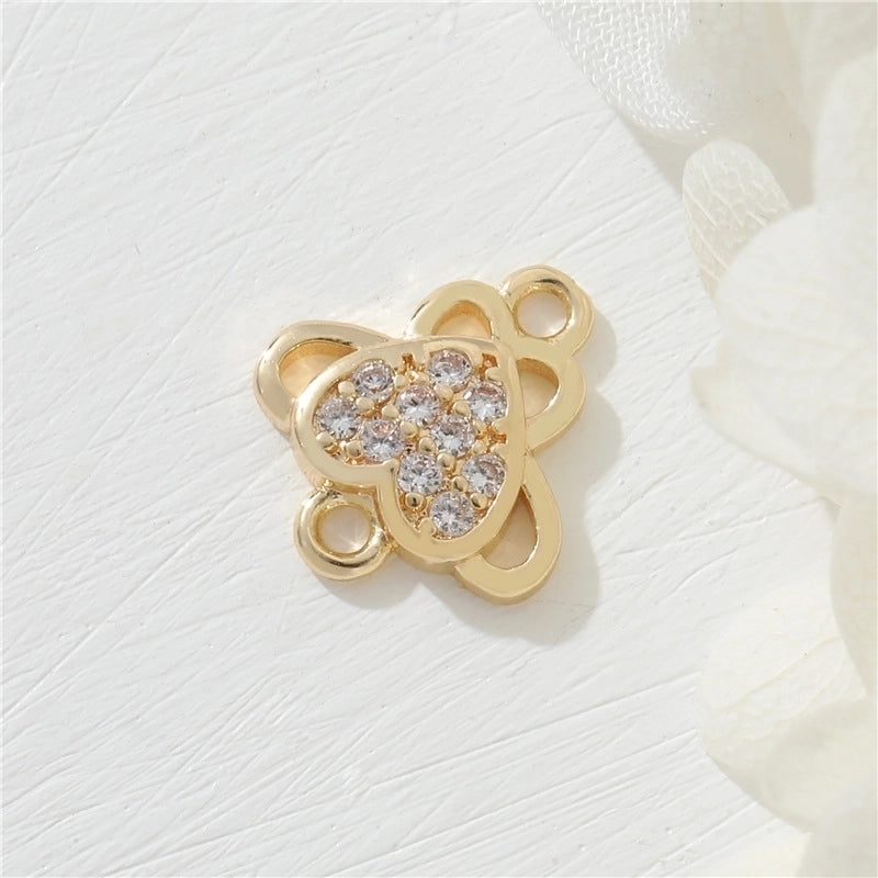 1 Piece 10.1*8.1mm 9.9*10.8mm Copper Zircon Moon Heart Shape Jewelry Accessories Pendant