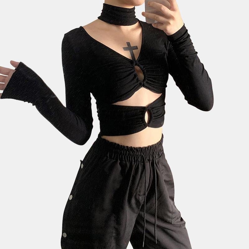 Hollow Out Front Belly Top