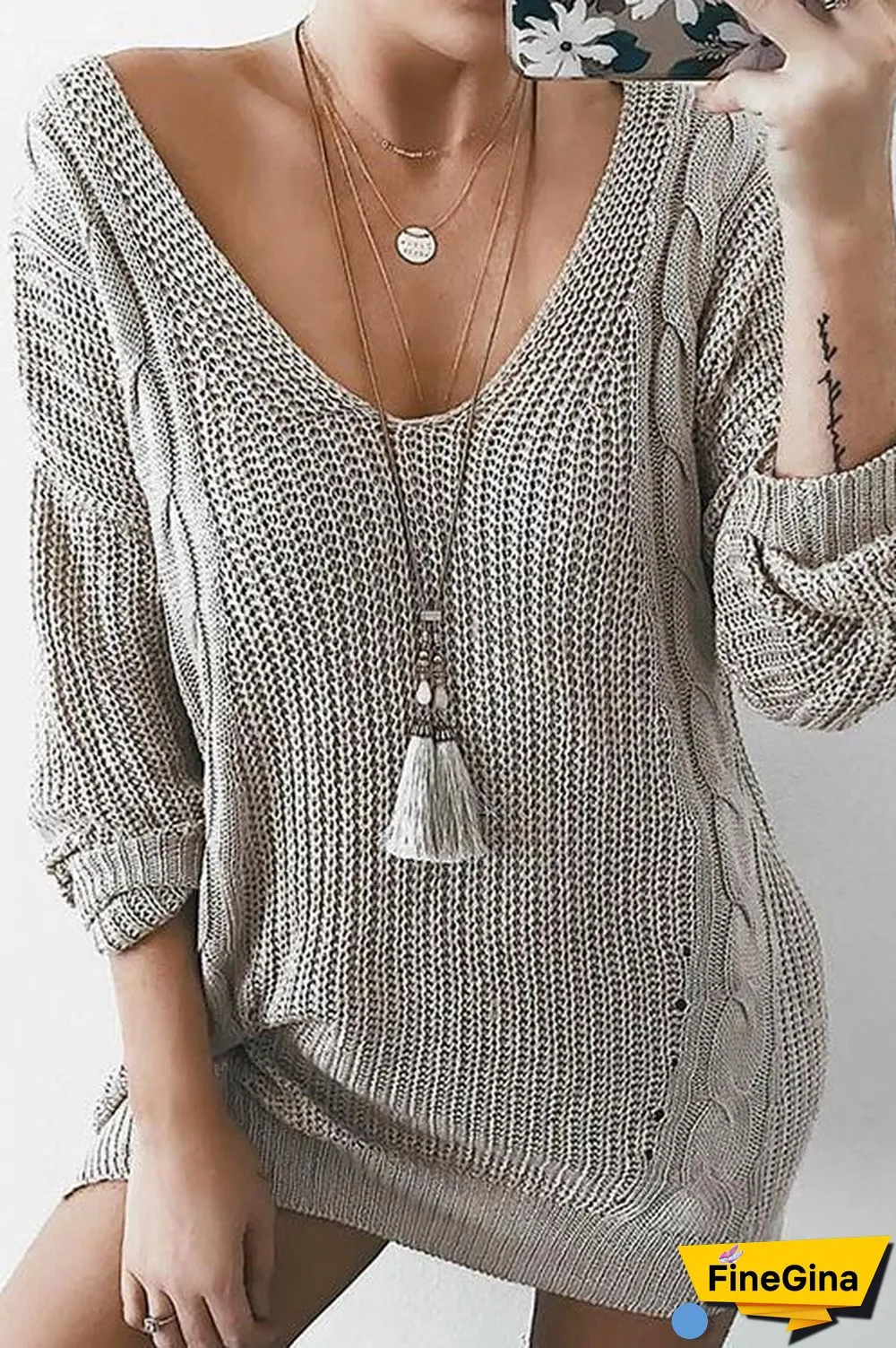 Casual Knit V-neck Sweater