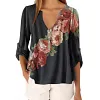 Camisa decote em V com estampa floral