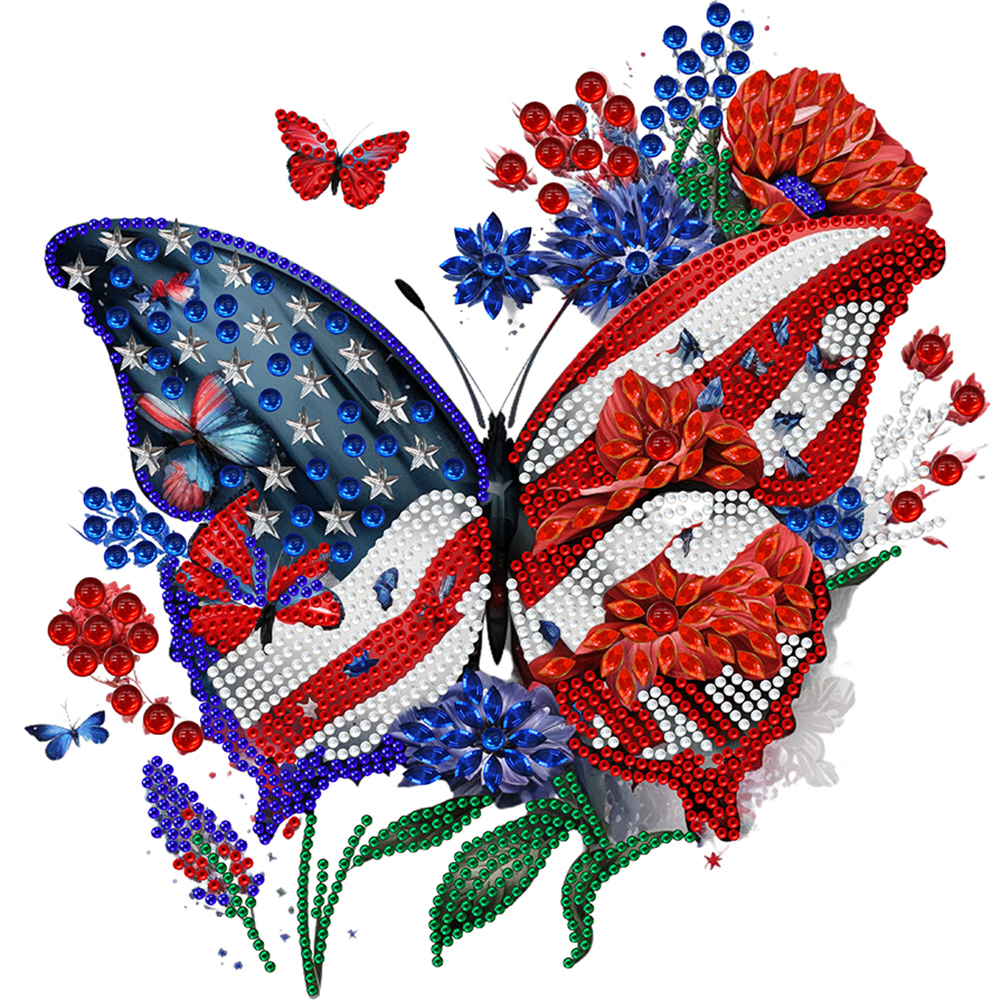 Independence Day Butterflies 30*30cm(canvas) special shaped drill diamond painting