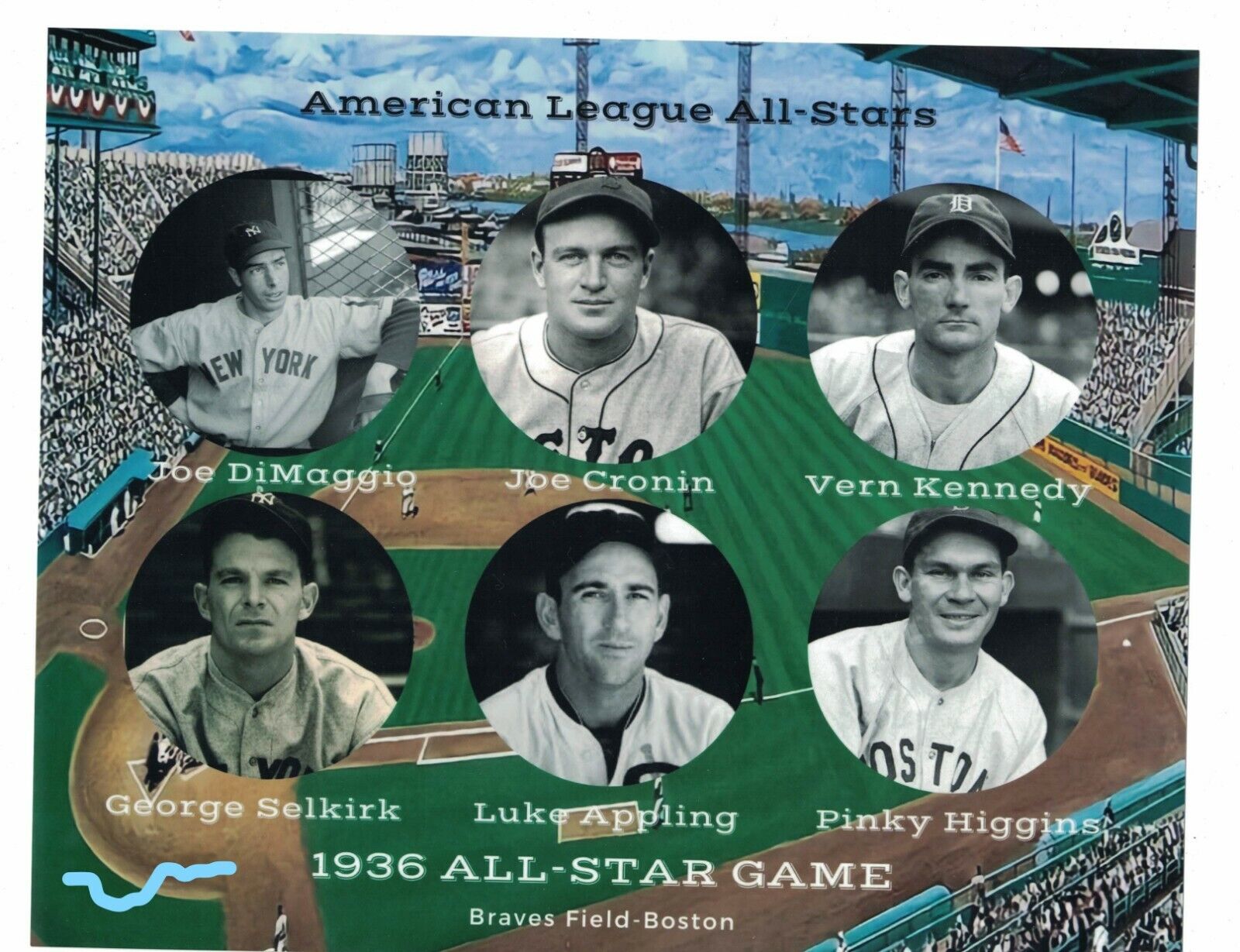 1936 All Star Composite Baseball Photo Poster painting Joe DiMaggio Luke Appling Wall Art