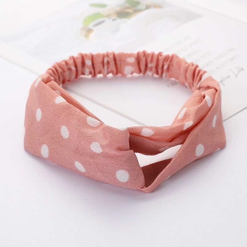 Women’s Lady Polka Dots Flower Cloth Hair Band