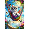 Diamond Painting-DIY Full Round Drill Hammock Cat(60*40 CM)