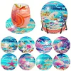 8pcs Beach View DIY Diamond Painting Wooden Coasters