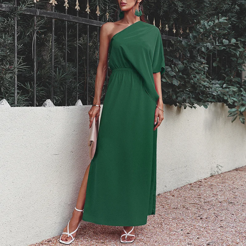 Solid Loose Crewneck Maxi Dress
