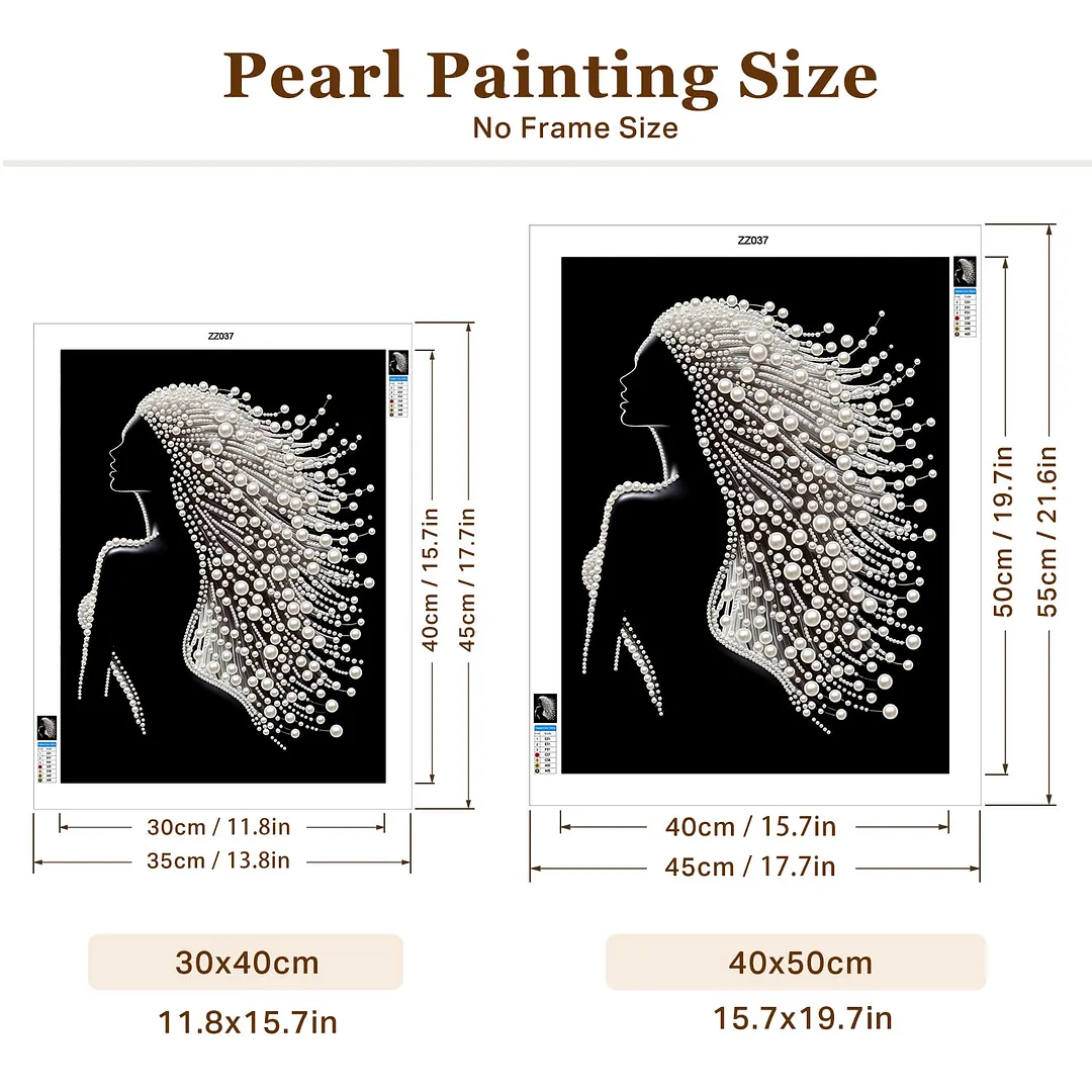 Woman Profile with Flowing Pearl Hair - Pearls Painting