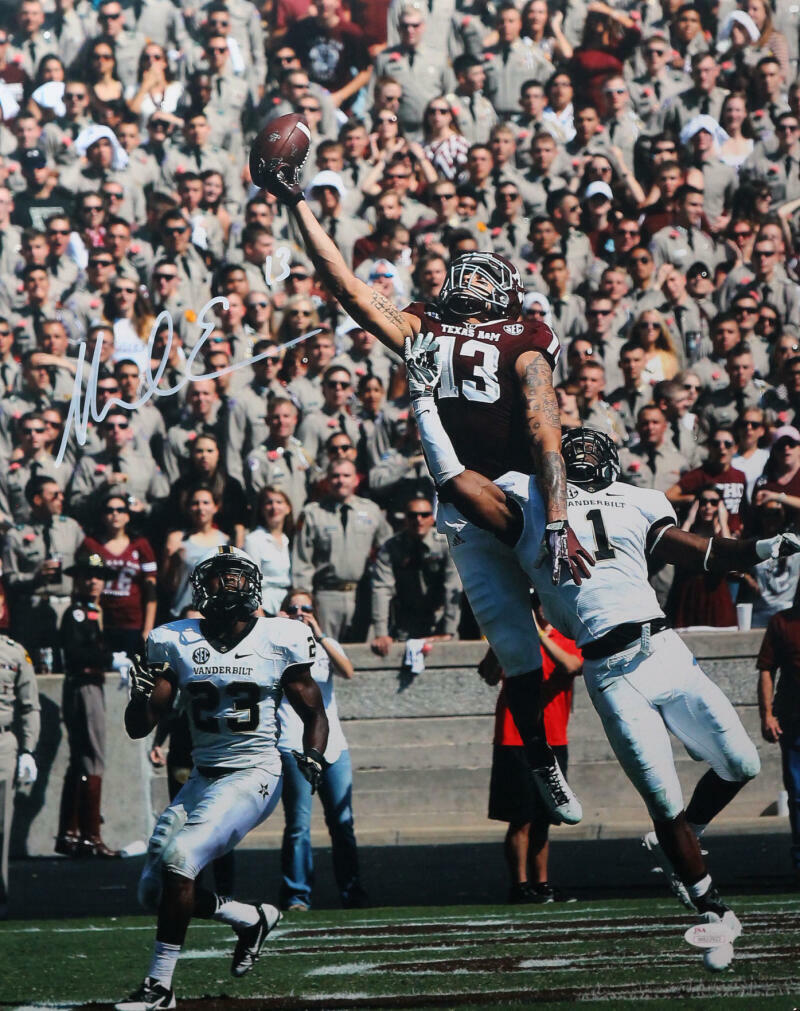 Mike Evans Autographed *White Texas A&M 16x20 Leaping Photo Poster painting- JSA W Auth