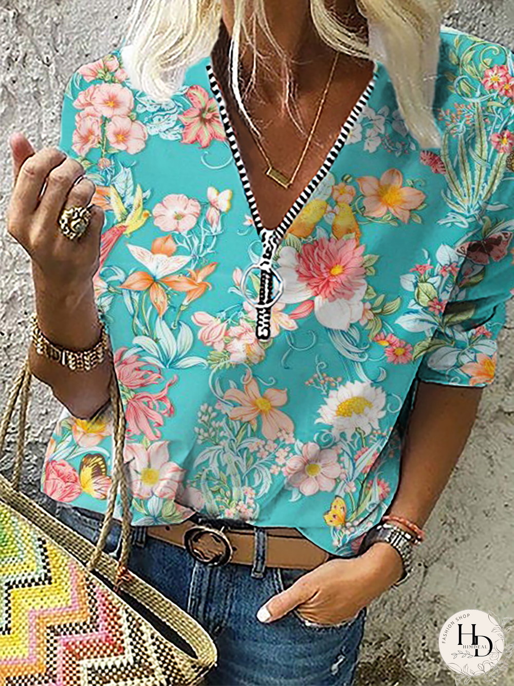 Plus size Floral Printed Casual Tops