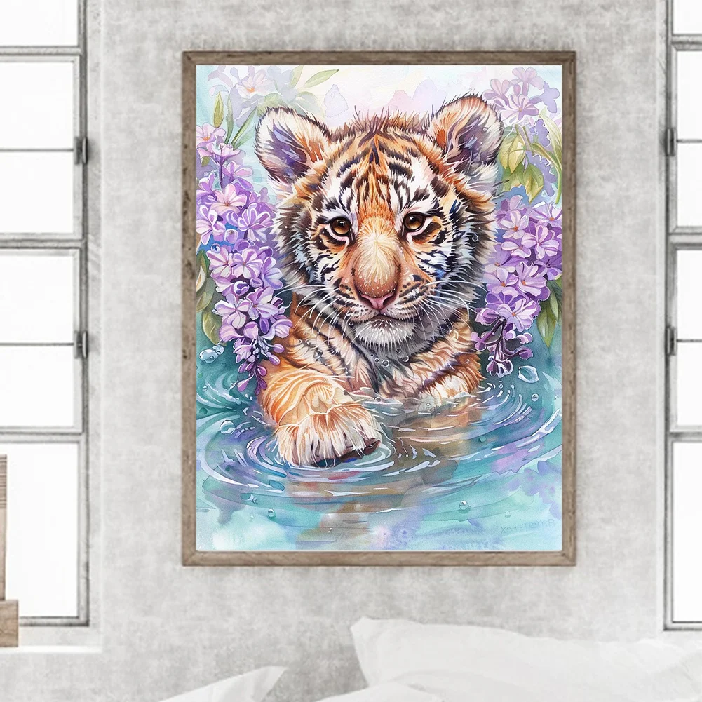 Diamond Painting - Full Round Drill - Flower Tiger(Canvas|30*40cm)