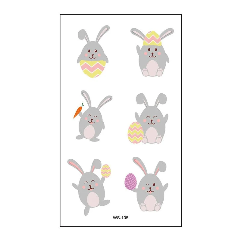 Cross-border creative cartoon waterproof sweat egg child cute rabbit egg tattoo sticker Easter tattoo sticker
