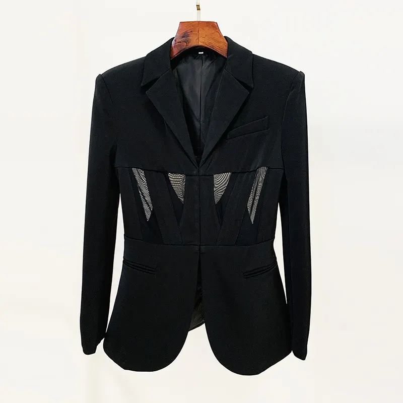 Nigikala Nigikala New Star Fashion Perspective Mesh Splicing Suit Personality Mesh Splicing Trousers
