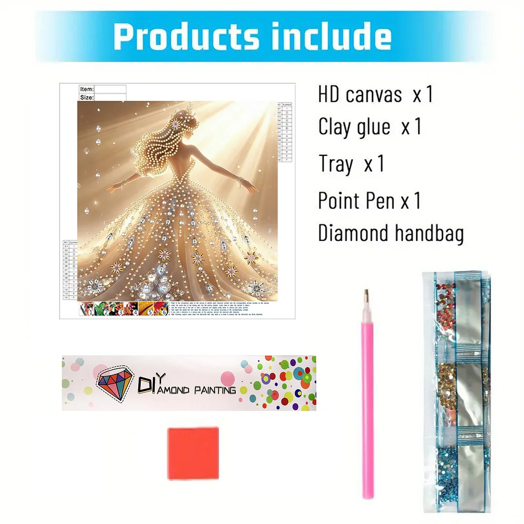 Diamond Painting - Partial Special Shaped Drill - Golden Fairy Gown(Canvas|30x30cm)