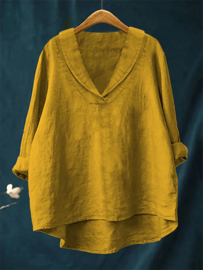 Women's Solid Color Design Lapel Shirt 