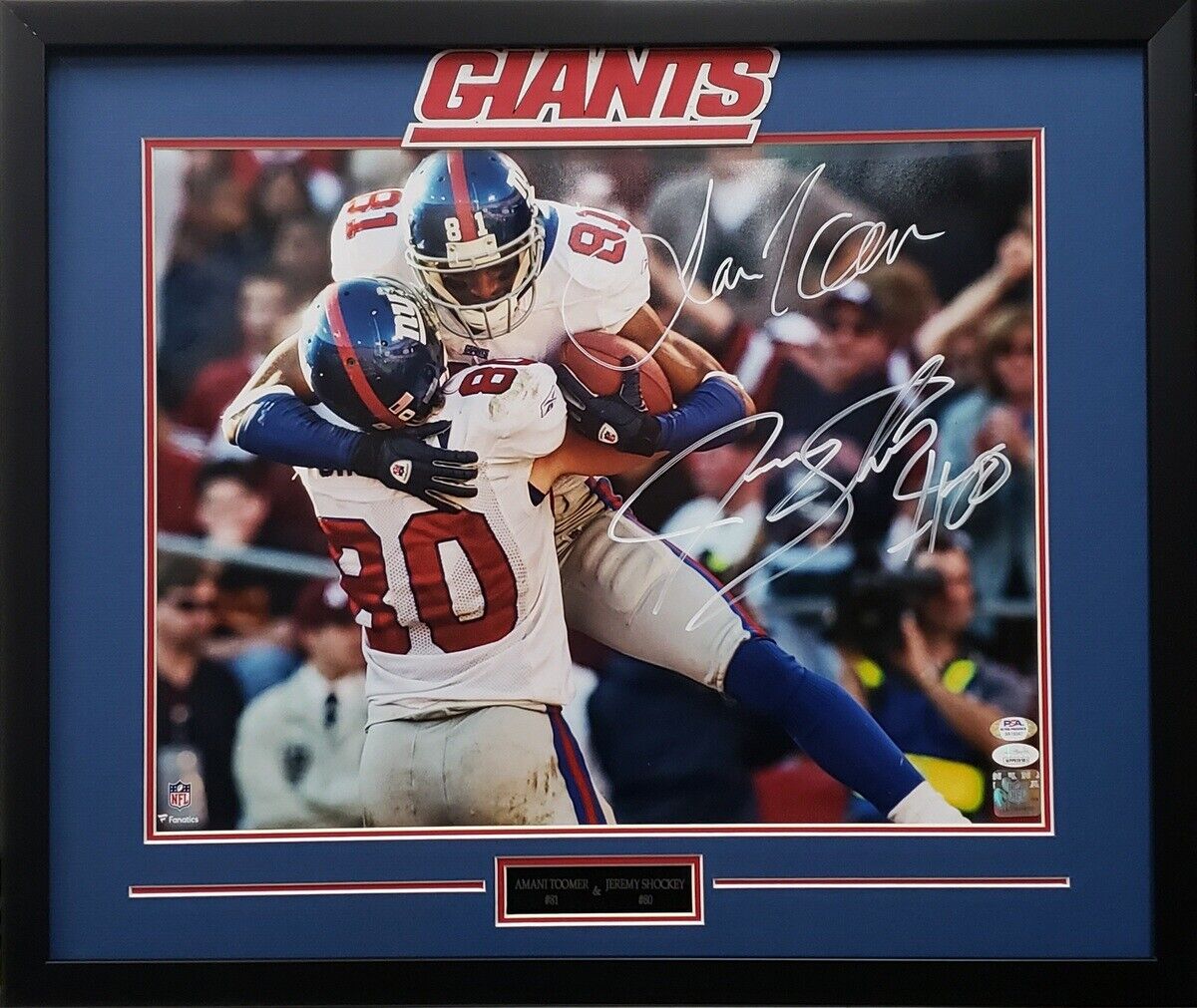 Jeremy Shockey & Amani Toomer signed 16x20 Photo Poster painting framed NFL New York Giants PSA