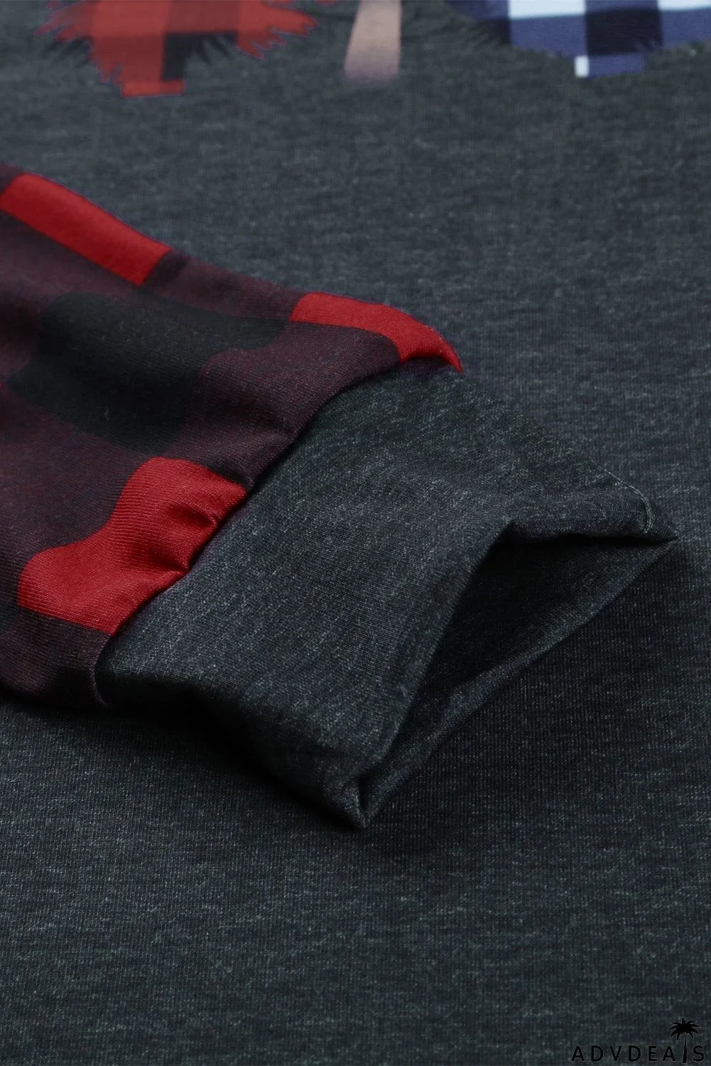 Christmas Pattern Plaid Splice Long Sleeve Top