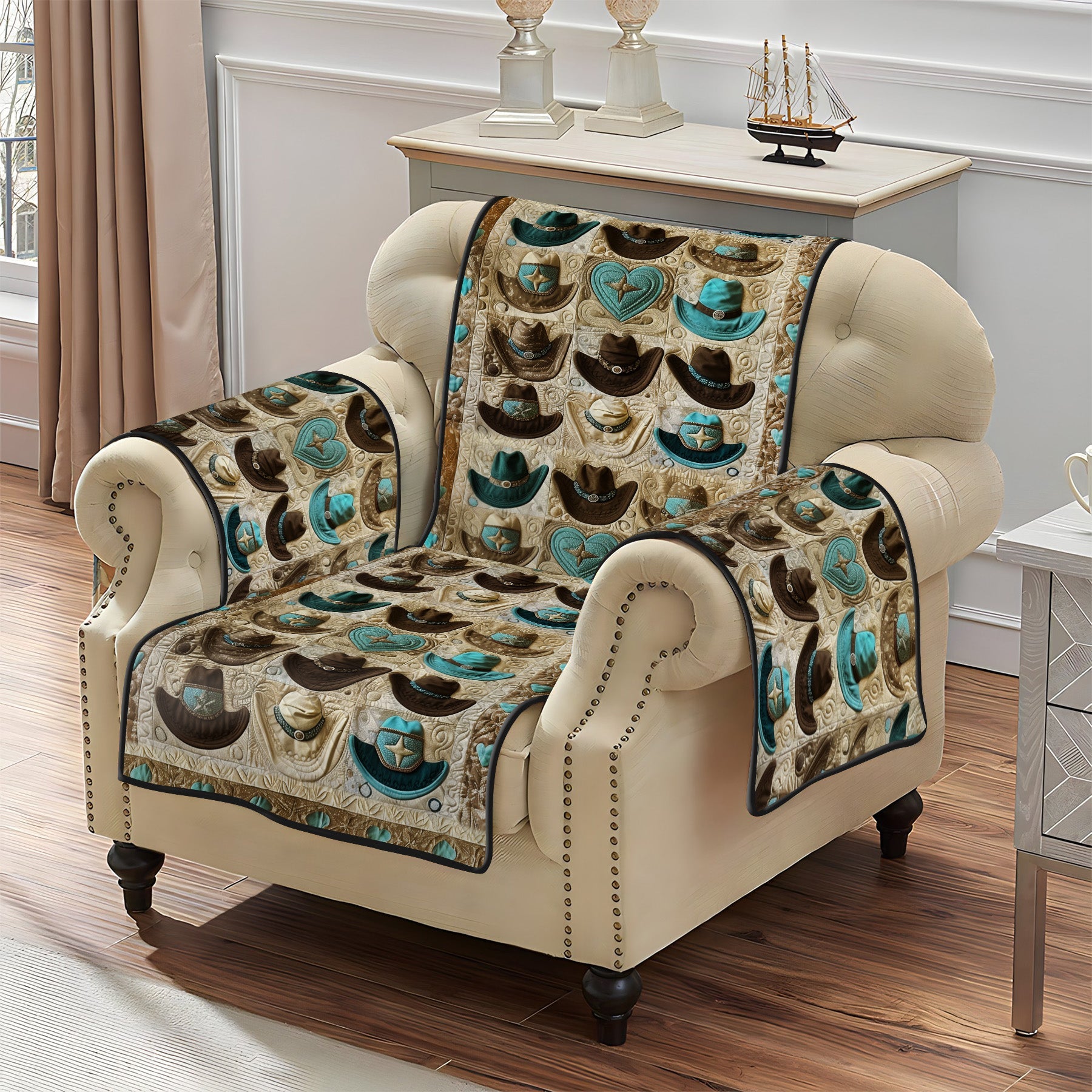 Cowboy Charm Quilted Sofa Cover NCU0PT1074 everthome