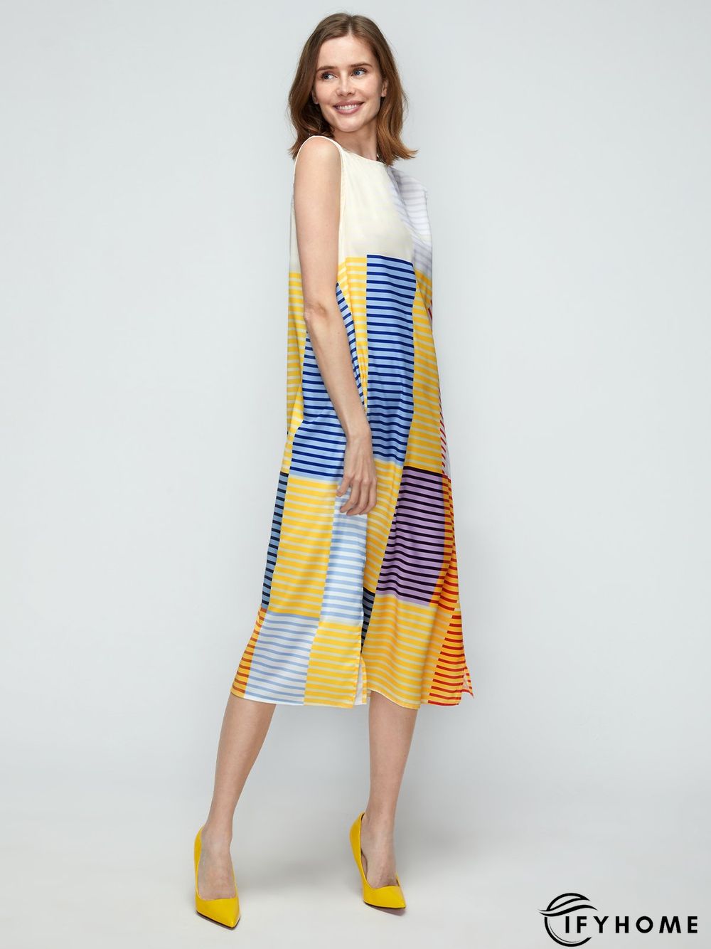 Summer Crew Neck A-line Plain Elegant Sleeveless Woven Daily Dresses | IFYHOME