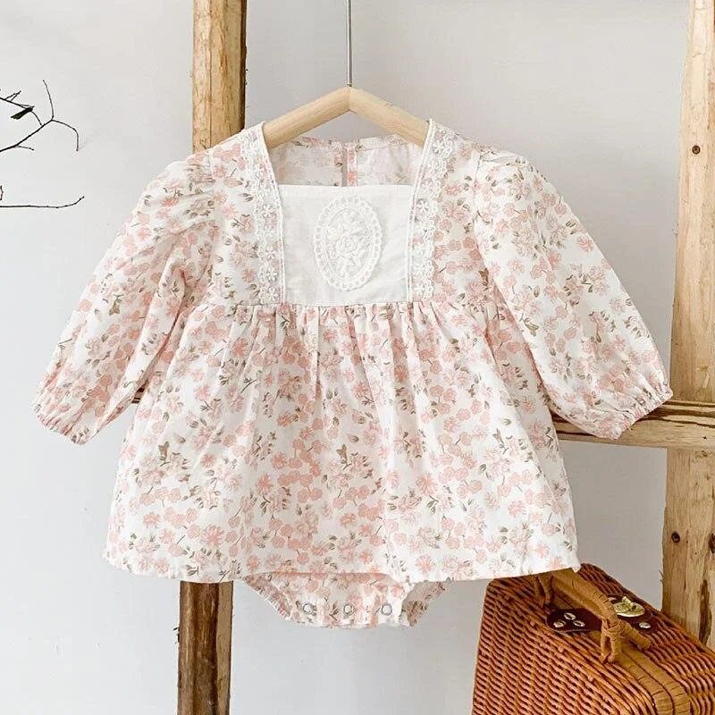 0-3Yrs Spring Kids Boy Girl Long Sleeve Rompers + Hair Band Autumn Infant Baby Girl Newborn Rompers Clothes Baby Girl Rompers