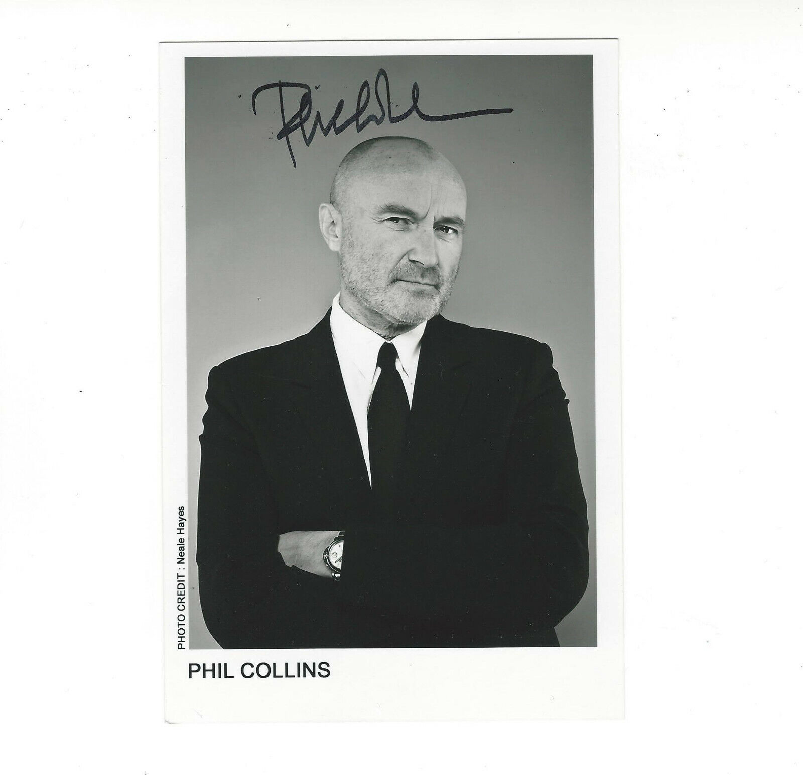 GENESIS SINGER PHIL COLLINS HAND SIGNED AUTHENTIC 4x6 Photo Poster painting w/COA DRUMMER