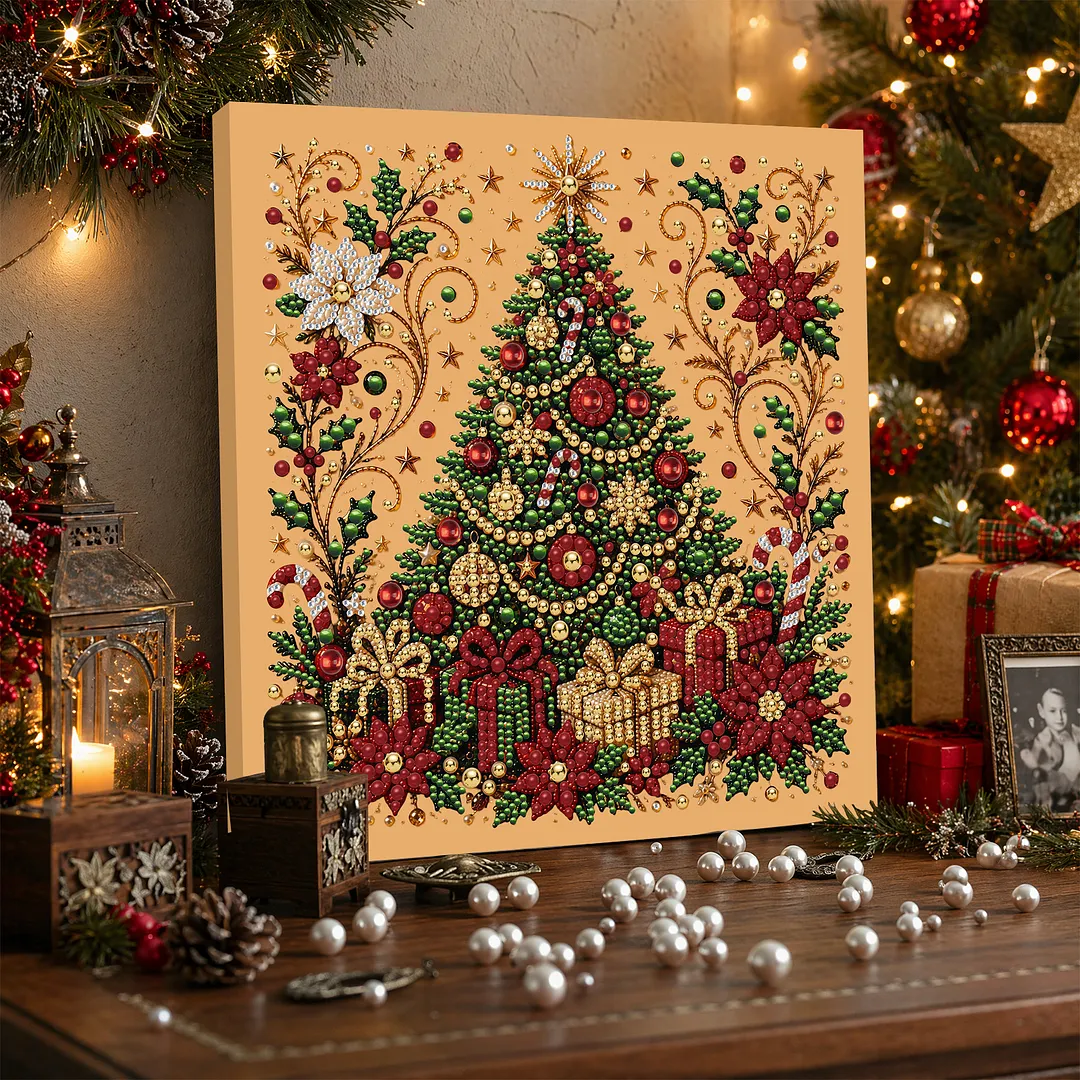 DIY Diamond Painting Kit with Frame 30x30cm Christmas Tree 3D Art Craft