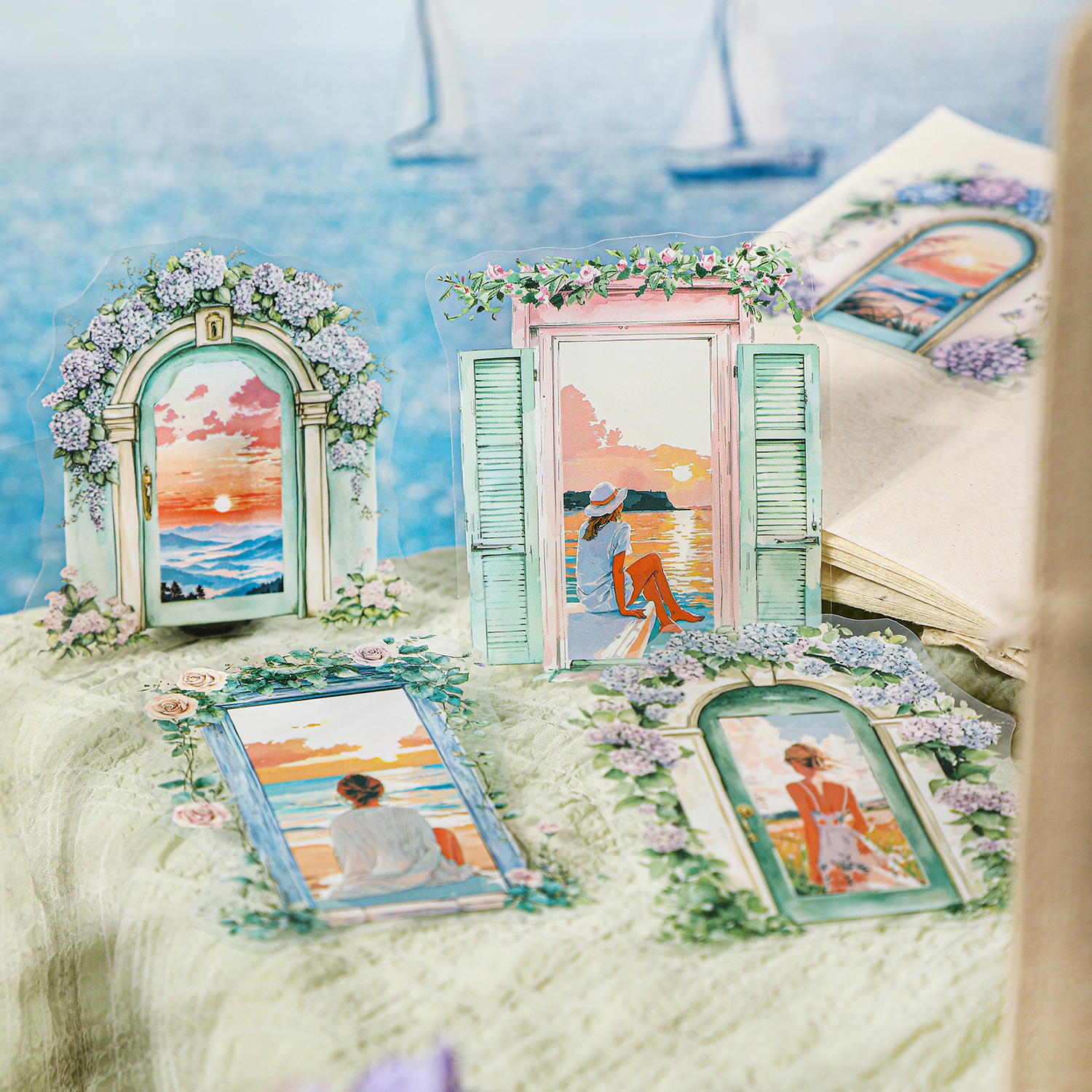 PET 스티커 - 꿈의 조각 그림자 직조 시리즈 빈티지 창 퍼즐