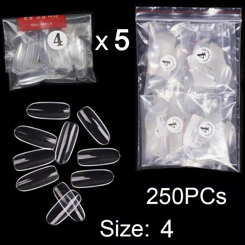 250 PCS Same Size Fake Nails Oval Shape False Nail Tips For Drawing Nail Design Acrylic Full Nails Art Size 0 1 2 3 4 Available-Nail Inspo