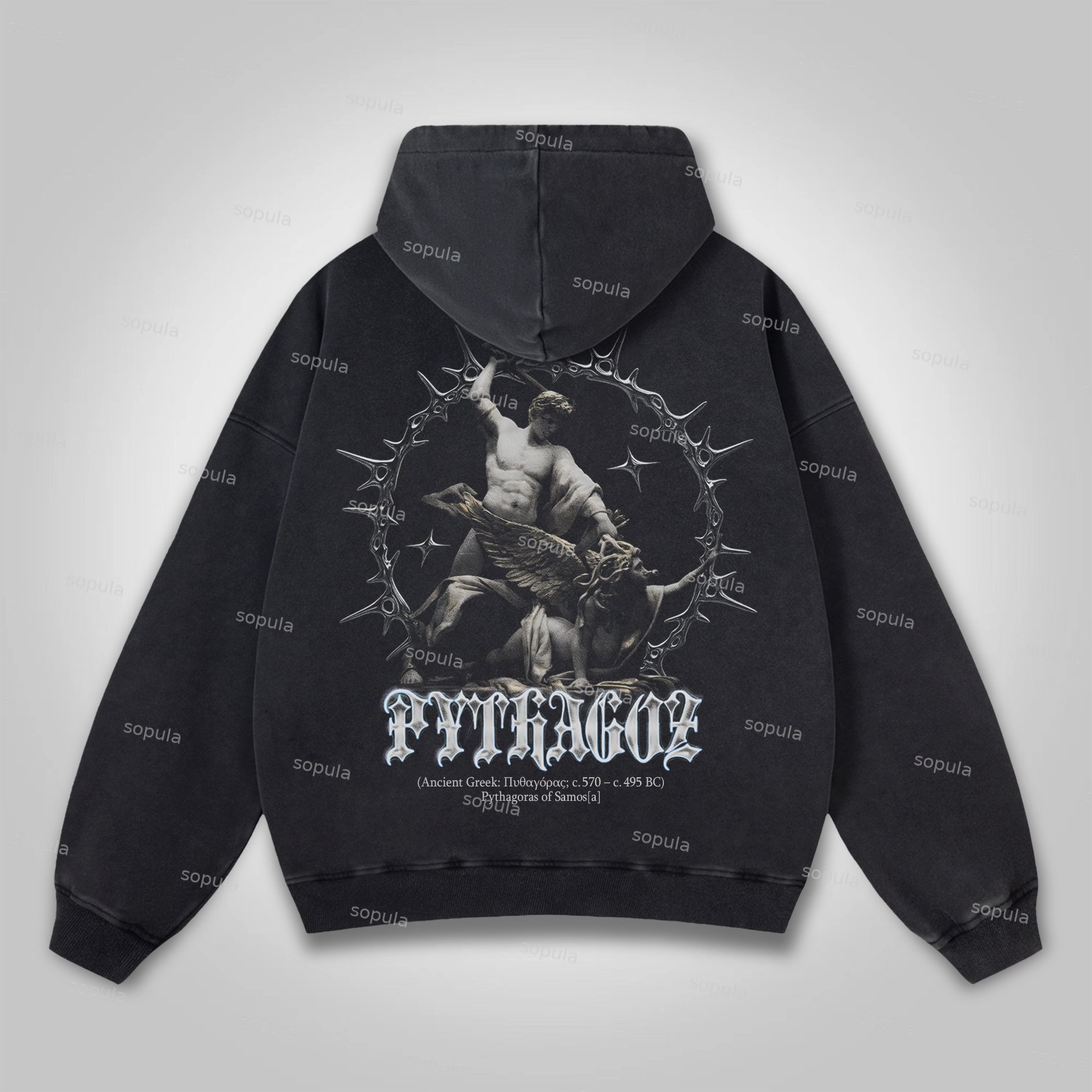 Sopula Pythagoras Vintage Graphic Washed Hoodie - SOPULA