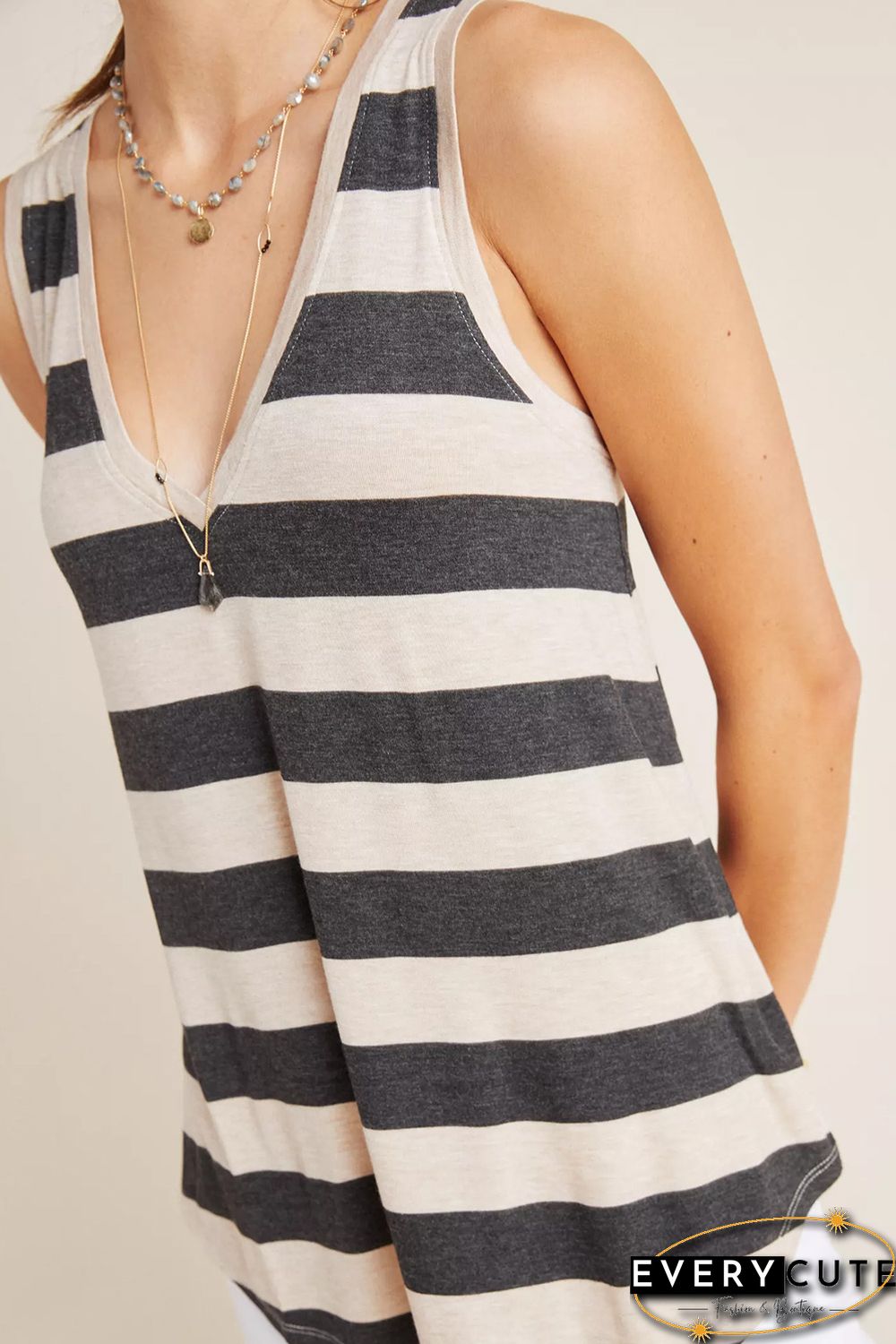 Striped V Neck Tank Top