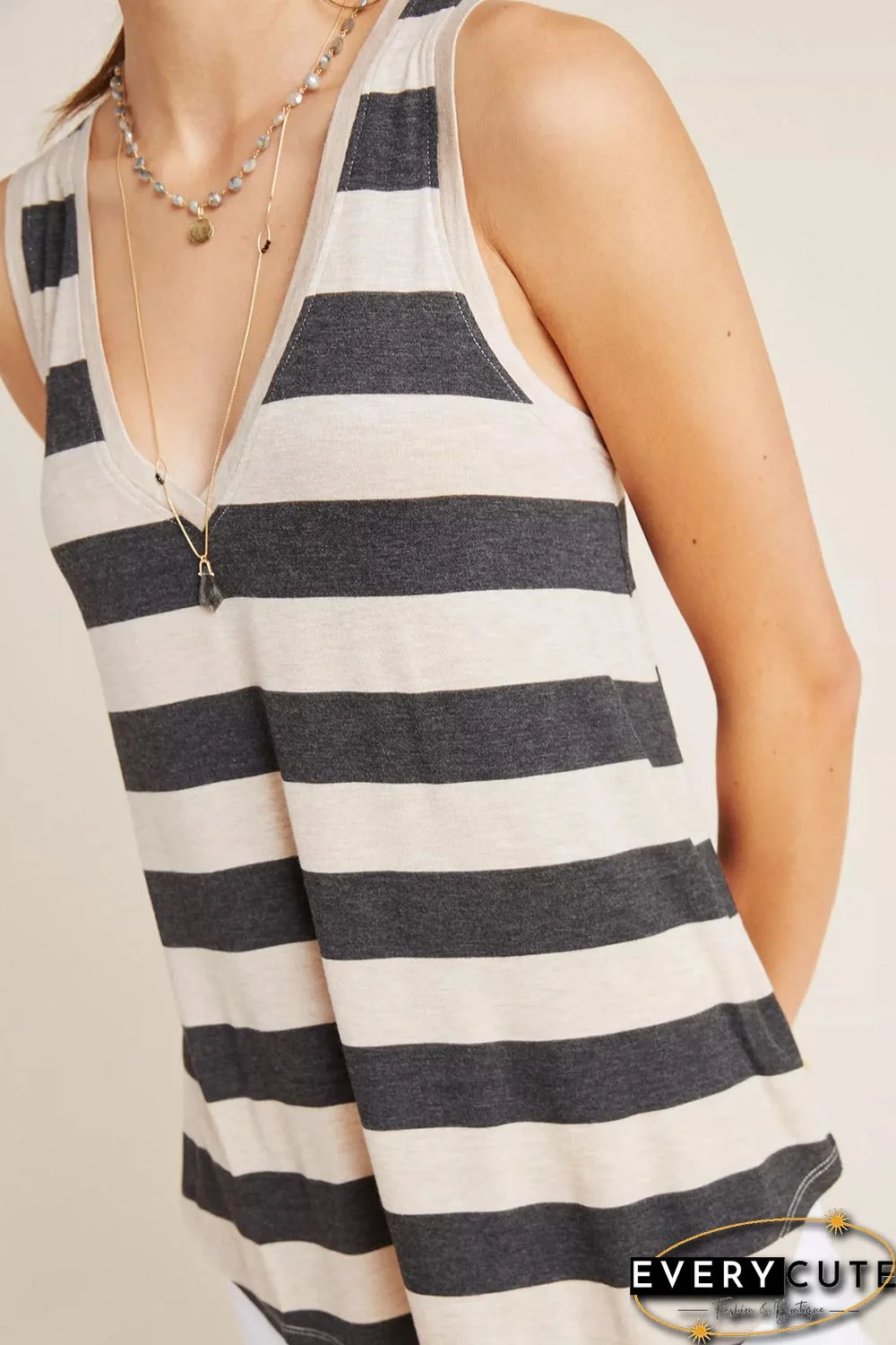 Striped V Neck Tank Top