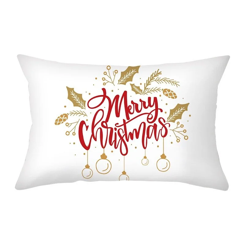 2021 Christmas Pillow Cover Decor Pillow Rectangle Polyester Cushion Cover 30x50 cm Cartoon Snowman Letter Printed Pillowcases