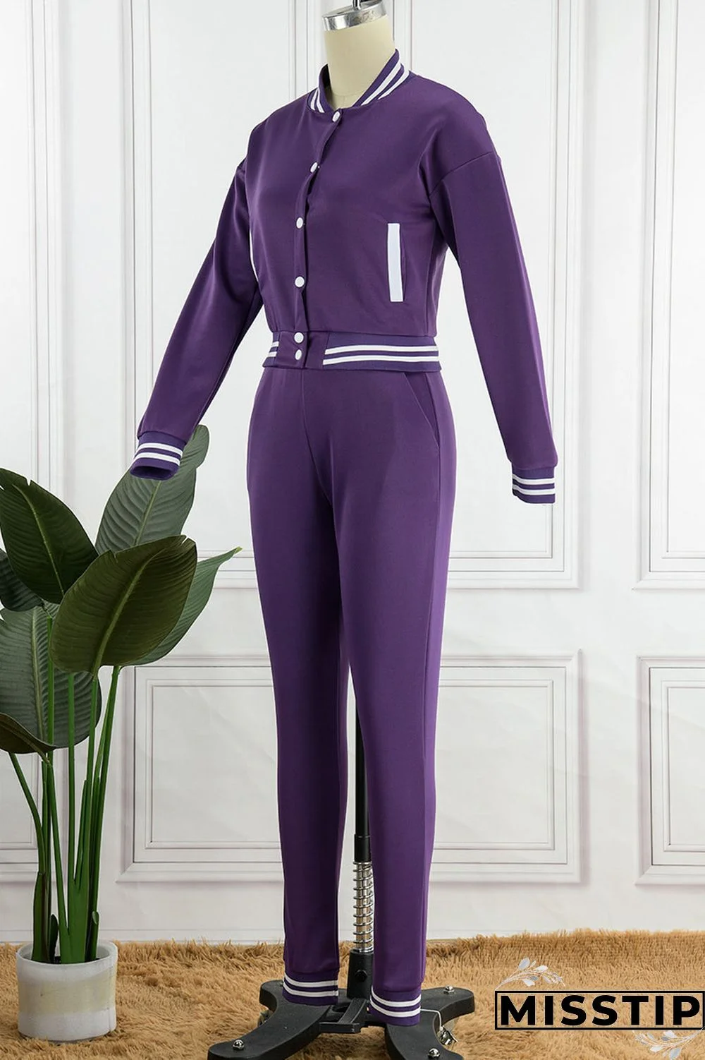 Green Casual Solid Patchwork Buckle Long Sleeve Two Pieces