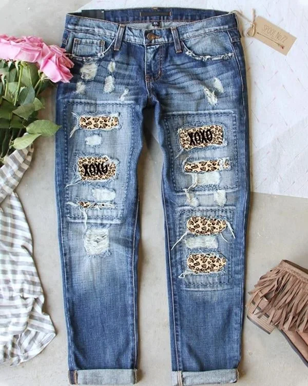 Xoxo Leopard Denim Jeans