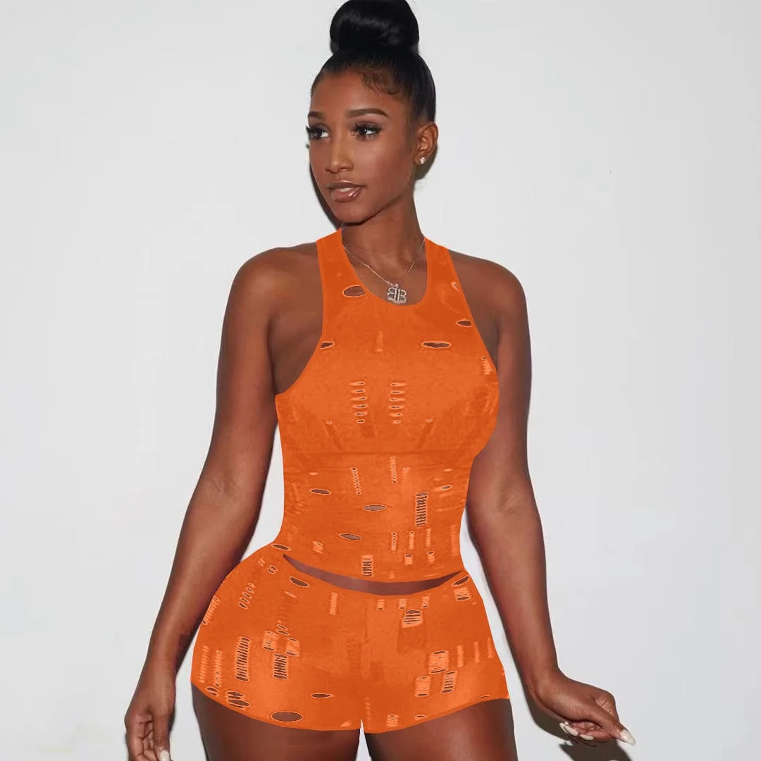 CM.YAYA Hole Active Women Set Long Sleeve T-shirt and Shorts Suit Sport Tracksuit Two Piece Set Fitness Outfit Black Tracksuit