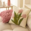 French Style Tulip Floral Embroidery Home Living Creative Cushion Pillow Cover